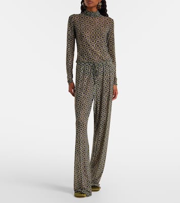 Embellished printed sheer jersey pants | Dries Van Noten