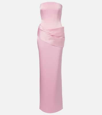 Draped satin crêpe bustier gown | Alex Perry