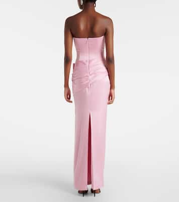Draped satin crêpe bustier gown | Alex Perry