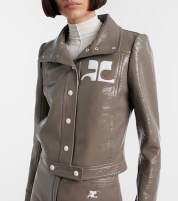 Bestickte Cropped-Jacke aus Vinyl | Courrèges