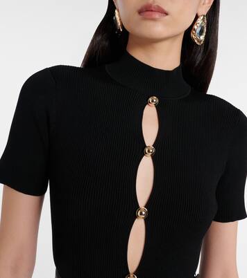 Belted keyhole cutout taffeta midi dress | Self-Portrait