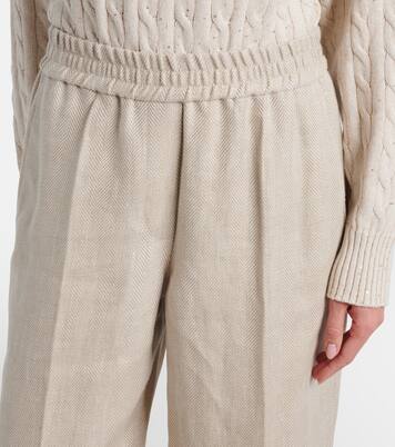 Pantalones anchos de lino y algodón | Brunello Cucinelli