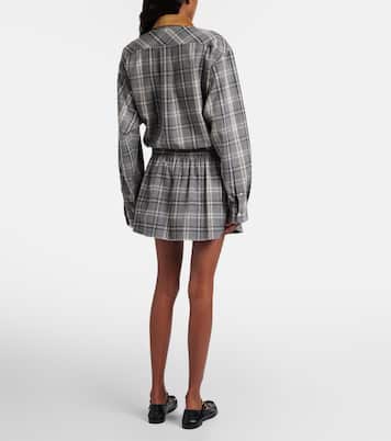 Plaid cotton flannel miniskirt | Miu Miu