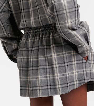 Plaid cotton flannel miniskirt | Miu Miu