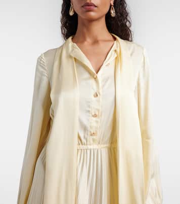 Lace-trimmed satin midi dress | Self-Portrait