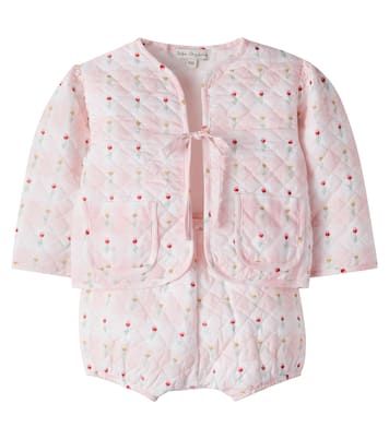 Baby floral quilted jacket and shorts set | Bebe Organic