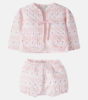 Baby floral quilted jacket and shorts set | Bebe Organic