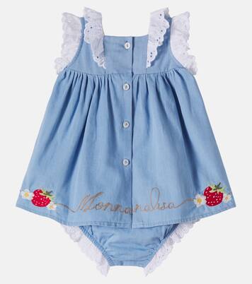 Bébé – Ensemble robe et culotte bloomer en coton | Monnalisa