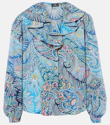 Printed ruffled cotton-blend shirt | Etro