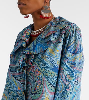 Printed ruffled cotton-blend shirt | Etro
