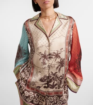 Alberta printed silk satin shirt | Alémais