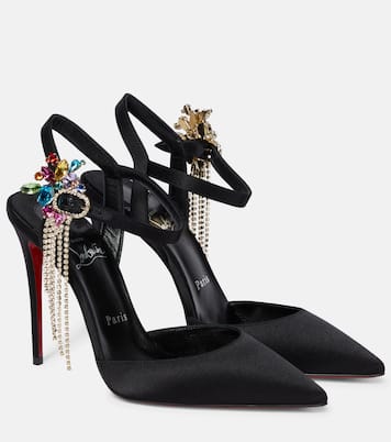Escarpins Goldina Rain 100 en satin à ornements | Christian Louboutin