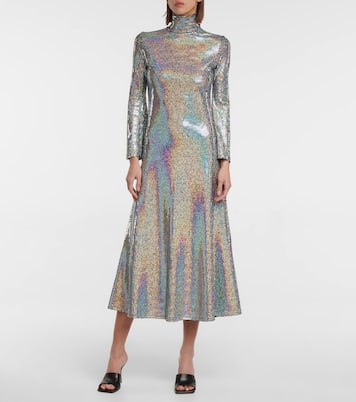 Amaliya iridescent mockneck midi dress | Dodo Bar Or