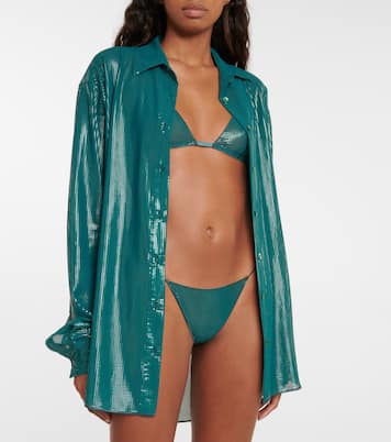 Lamé triangle bra and briefs set | Oséree