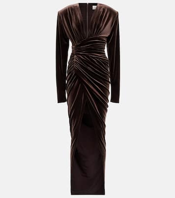 Vestido largo de terciopelo fruncido | Alexandre Vauthier