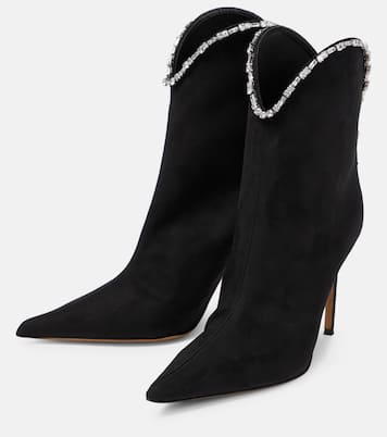 Crystal-trimmed suede ankle boots | Alexandre Vauthier