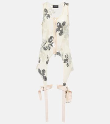 Sequined zip-up tulle top | Simone Rocha