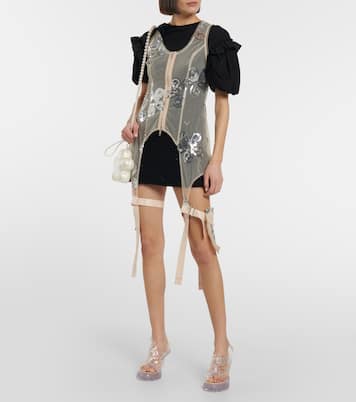 Sequined zip-up tulle top | Simone Rocha