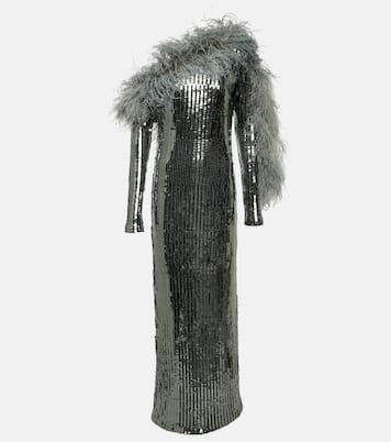 Robe Garbo Disco mit Pailletten und Federn | Taller Marmo