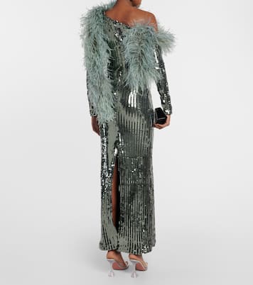 Robe Garbo Disco mit Pailletten und Federn | Taller Marmo