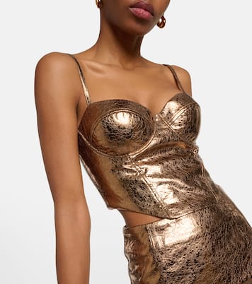 Metallic faux leather bustier | Rotate