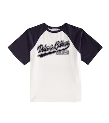 T-shirt in jersey di cotone con logo | Dolce&Gabbana Kids