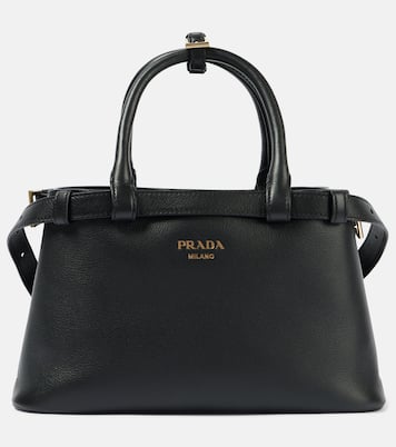 Prada Buckle Small leather tote bag in black Prada Mytheresa
