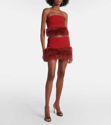 Crop top de crepé con plumas | Blumarine