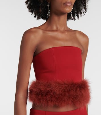 Crop top de crepé con plumas | Blumarine