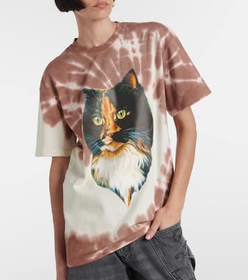 T-shirt in jersey di cotone tie-dye con stampa | JW Anderson