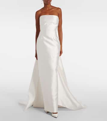 Robe longue de mariée Imani en satin | Solace London