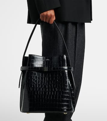 Belted Medium croc-effect leather tote bag | Toteme