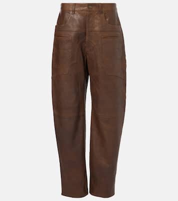 Weite High-Rise-Hose Breydi aus Leder | Isabel Marant