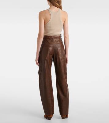 Weite High-Rise-Hose Breydi aus Leder | Isabel Marant