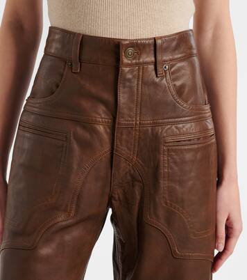 Weite High-Rise-Hose Breydi aus Leder | Isabel Marant