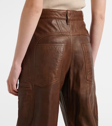 Weite High-Rise-Hose Breydi aus Leder | Isabel Marant