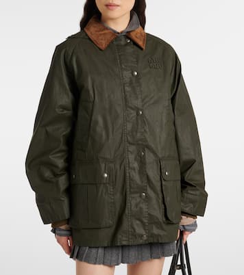 Corduroy-trimmed poplin jacket | Miu Miu