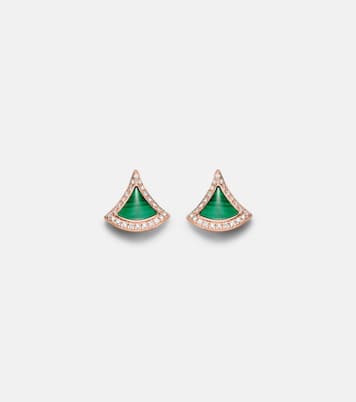 Boucles d'oreilles Divas' Dream en or rose 18 ct, malachite et diamants | Bvlgari