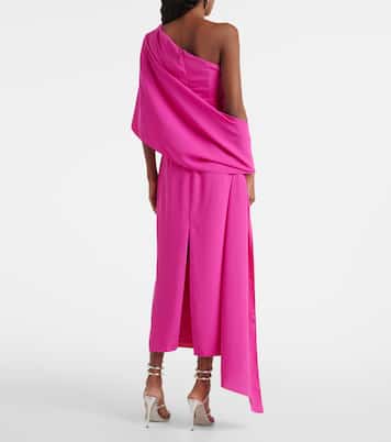 Vestido de cóctel en crepé de seda con capa | Marmar Halim