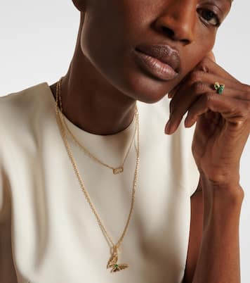 Butterfly 18kt gold pendant necklace with emerald and diamonds | Shay Jewelry