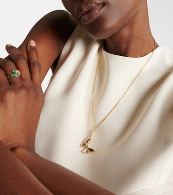 Butterfly 18kt gold pendant necklace with emerald and diamonds | Shay Jewelry