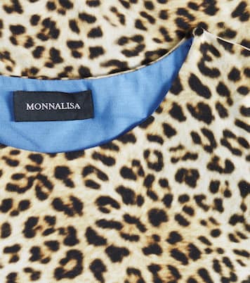 Leopard-print cutout cotton-blend top  | Monnalisa