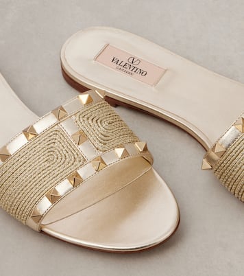 Rockstud metallic leather slides | Valentino Garavani