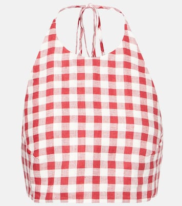 Marseille gingham linen crop top | Asceno