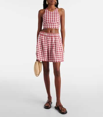 Marseille gingham linen crop top | Asceno