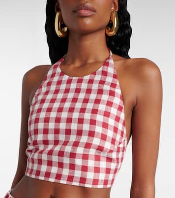 Marseille gingham linen crop top | Asceno