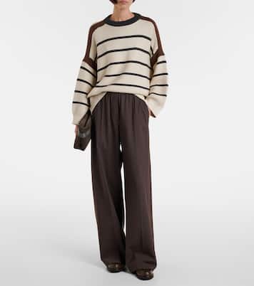 Wool-blend high-rise wide-leg pants | Brunello Cucinelli