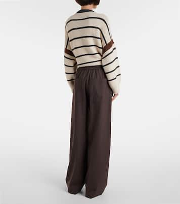 Wool-blend high-rise wide-leg pants | Brunello Cucinelli