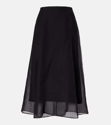 Silk organza midi skirt | Brunello Cucinelli