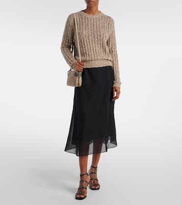 Silk organza midi skirt | Brunello Cucinelli